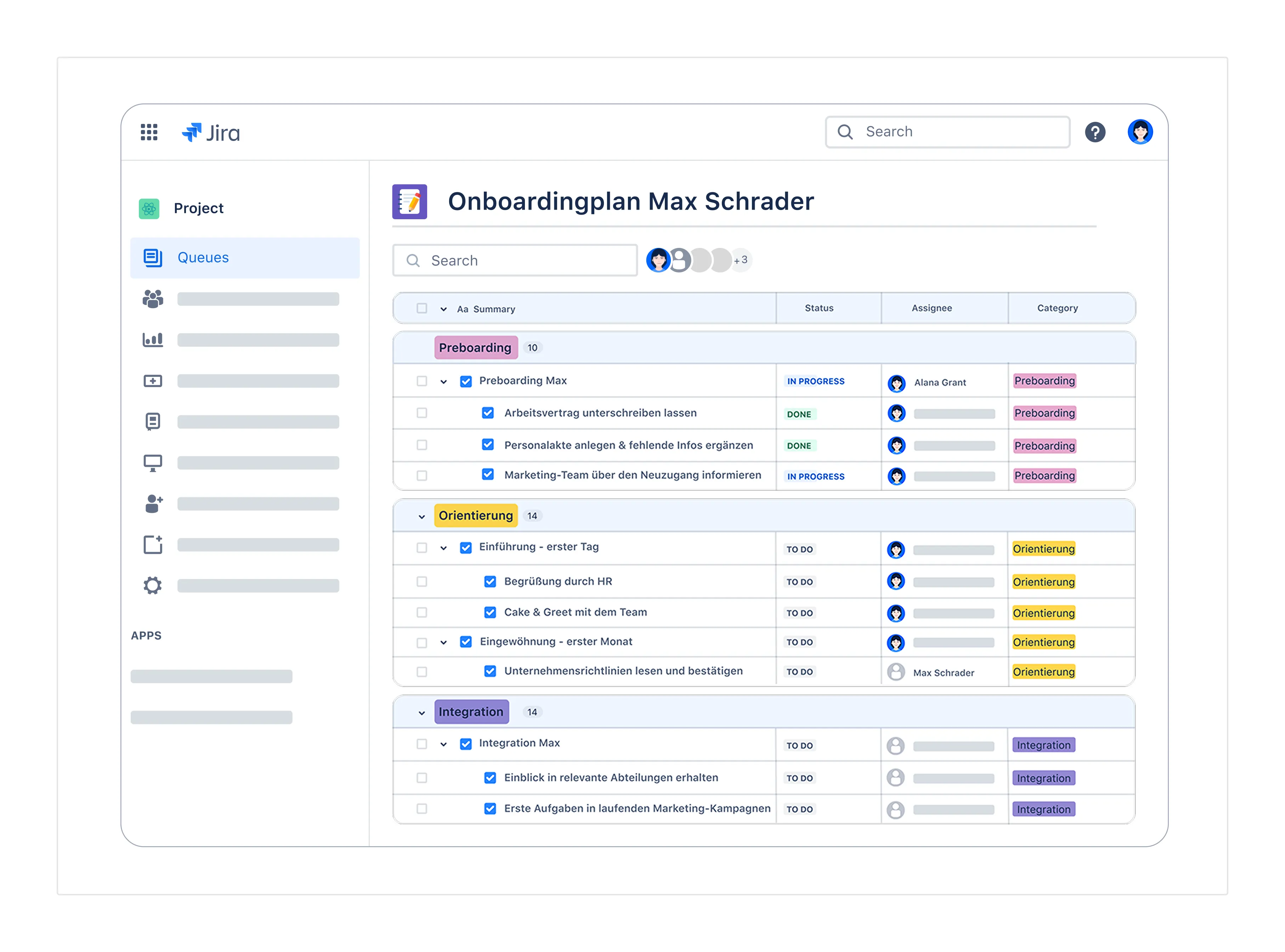 Onboarding-Plan in Jira Service Management
