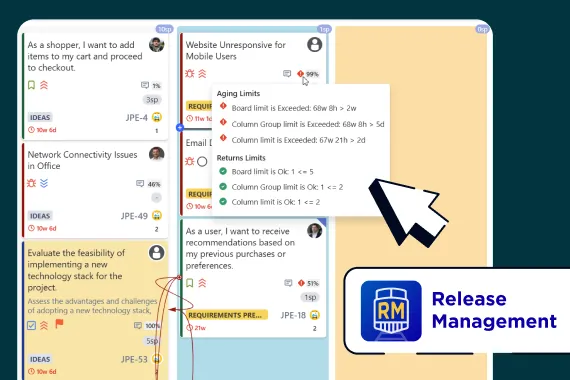 Advanced Kanban & Agile Boards for Jira – Board mit WIP- und Aging-Limits