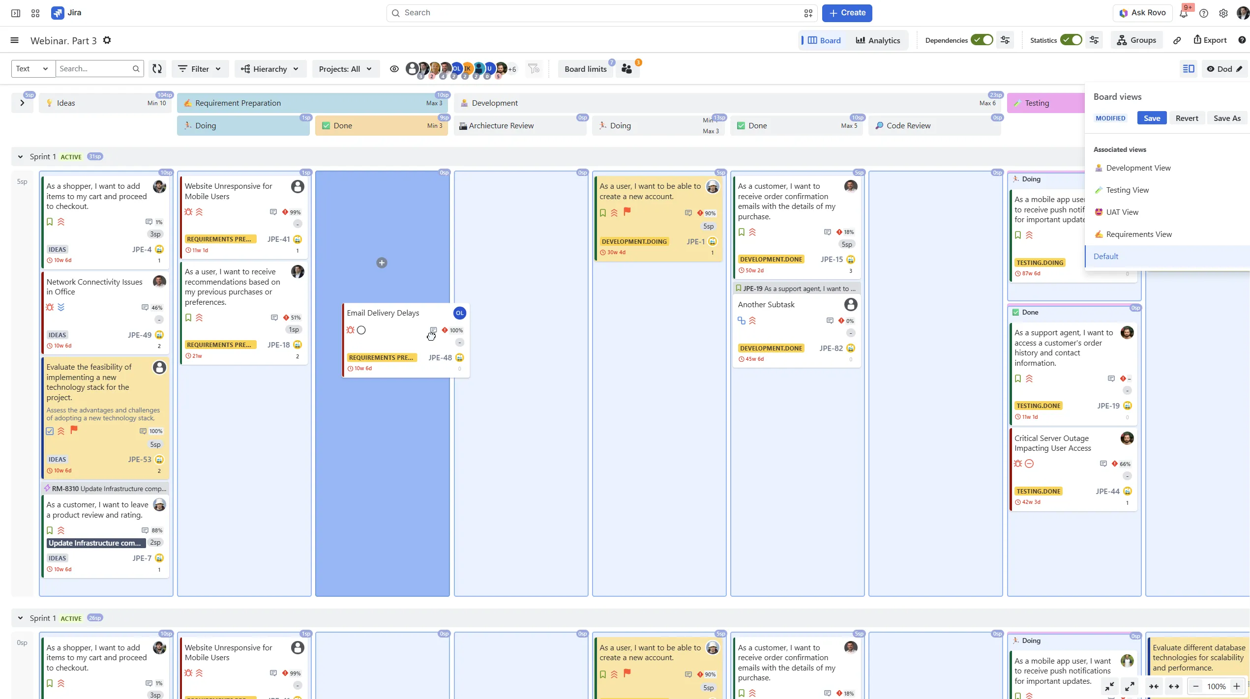 Advanced Kanban & Agile Boards für Jira – Board mit Spaltengruppen, Swimlanes und Board-Views