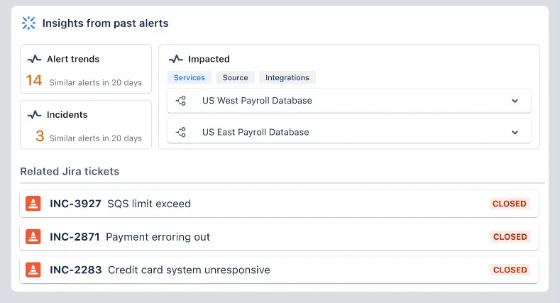 Screenshot: AIOps-Features in Jira Service Management